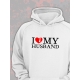 Худи парное для двоих влюбленных на свадьбу "I love my husband" белое женское. Худи с принтом "Я люблю своего мужа" для пар и для молодоженов.