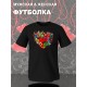 Футболка с принтом Персонажи Марвел на День Валентина оверсайз черная. Футболка унисекс с картинкой сердце и надписью Marvel в стиле кэжуал для молодежи.