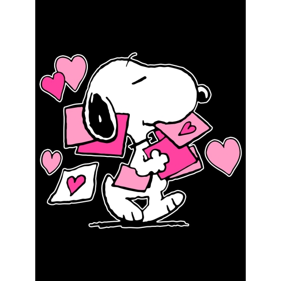 Худи с принтом Снупи на День Валентина оверсайз черное. Худи унисекс с картинкой Snoopy и сердечки в стиле y2k для молодежи.