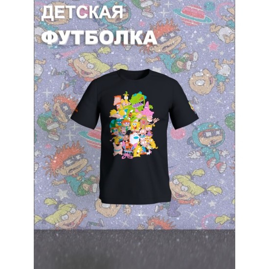 Футболка детская с любимыми героями мультфильмов Губка Боб Квадратные Штаны, Крутые бобры, Карапузы для мальчика и девочки. Одежда для детей и подростков стрит стайл кежуал.