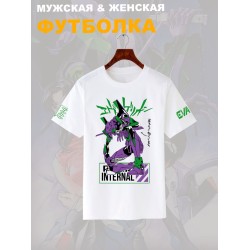 Футболка с принтом из мультсериала Евангелион в стиле аниме. Футболка унисекс Evangelion Eva 01 в стиле street style для молодежи.