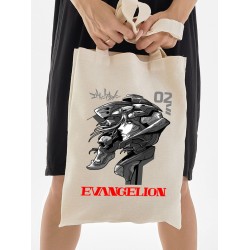 Шоппер с принтом из мультсериала Евангелион. Тканевая сумка Evangelion neon genesis в стиле street style для молодежи.