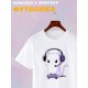 Футболка кот геймер и котик game player с принтом каваи котенок прикол для геймера kitty cat meme anime style kawaii kawai, белая женская и мужская стрит стайл мемная прикольная одежда кэжуал y2k.