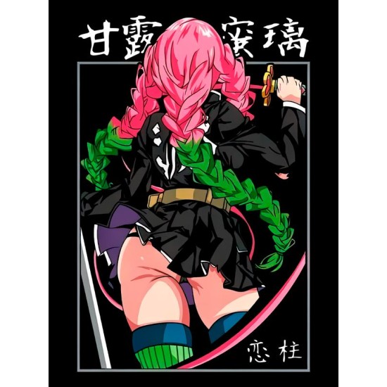 Шоппер клинок рассекающий демонов Мицури аниме demon slayer с принтом anime girl hentai истребитель демонов Kimetsu no Yaiba черный, стритстайл сумка для шопинга и покупок тканевая женская и мужская.