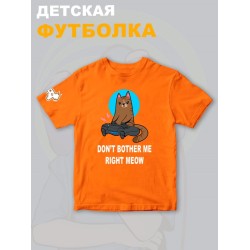 Футболка с котом геймером и надписью meow детская