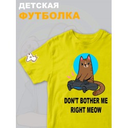 Футболка с котом геймером и надписью meow детская