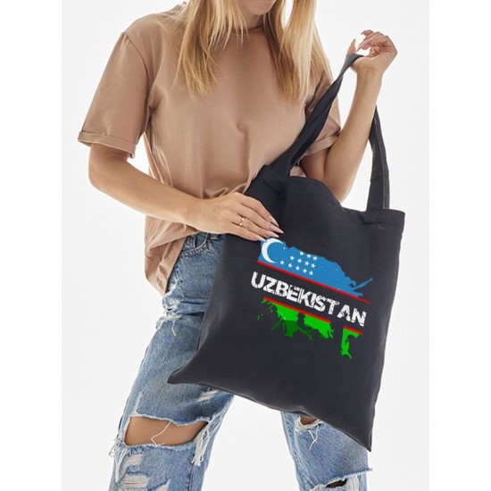 Шоппер Узбекистан и флаг Uzbekistan с принтом