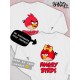 Парный свитшот для двоих влюбленных на свадьбу "Angry birds" белый женский. Свитшот с принтом "Энгри Бердз" для пари для молодоженов.