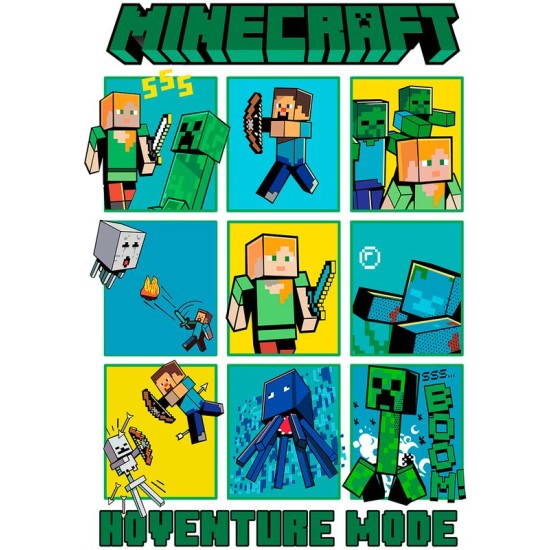 Детский шоппер Майнкрафт с персонажами Стив и Крипер с принтом Minecraft для мальчика и девочки. Тканевая сумка подростковая на плечо с длинными ручками для шопинга.