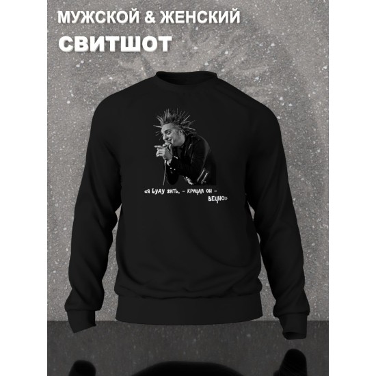 Свитшот с принтом Король и Шут. Свитшот унисекс с рок музыкантом Горшок КиШ в стиле street style.