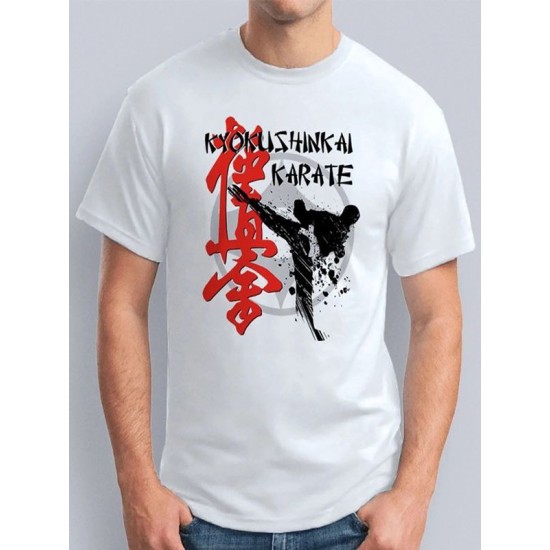 Футболка киокушинкай каратэ карате с принтом надписью рисунком борьба kyokushinkai karate борец, белая женская и мужская, прикольная андеграунд одежда кэжуал, underground sportswear спортивный стиль.