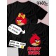 Парная футболка для двоих влюбленных на свадьбу "Angry birds" черная мужская. Футболка с принтом для пар и для молодоженов.