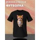Футболка с принтом Кот оверсайз черная. Футболка унисекс с рисунком Котенок в стиле кэжуал.