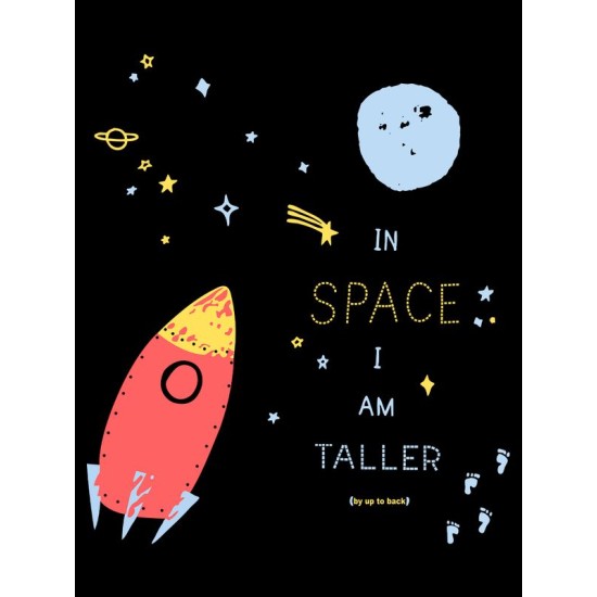 Детский шоппер с принтом Космос и прикольной надписью In space I am taller с милым рисунком ракета для мальчика и девочки. Тканевая сумка подростковая на плечо casual.