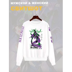 Свитшот с принтом из мультсериала Евангелион оверсайз. Свитшот унисекс Evangelion Eva 01 в стиле street style для молодежи.