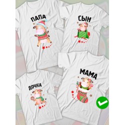 Футболка для мамы с коровой и коровкой mother новогодняя