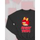 Парный свитшот для двоих влюбленных на свадьбу "Angry birds" черный женский. Свитшот с принтом "Энгри Бердз" для пар и для молодоженов.