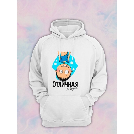 Худи парное для двоих влюбленных на свадьбу "Парочка, отличная от других" белое мужское. Худи с принтом для пар и для молодоженов.