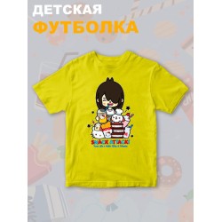 Футболка с принтом Toca Boca and Hello Kitty и прикольной надписью snack attack. Футболка детская Тока Бока и Хеллоу Китти для мальчика и девочки. Одежда для детей и подростков стрит стайл кежуал.