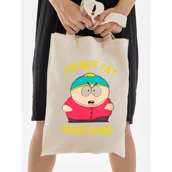 Шоппер Картман южный парк south park прикол с принтом Eric Cartman мем я не толстый у меня кость широкая бежевый, стритстайл сумка для шопинга и покупок тканевая женская мужская андеграунд кэжуал y2k.