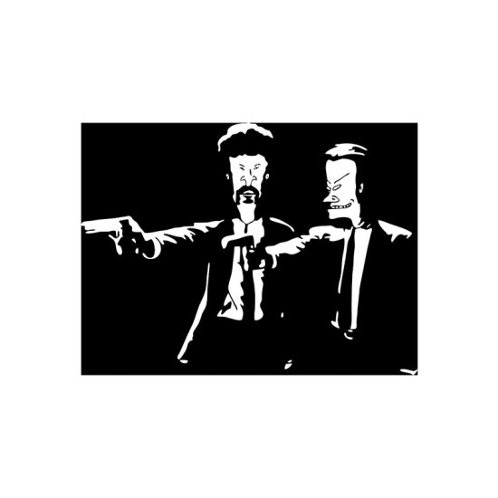 Шоппер криминальное чтиво бивис и батхед прикол и эстетика с принтом beavis butthead pulp fiction в стиле ретро бежевый, стритстайл y2k сумка для шопинга и покупок тканевая женская и мужская кэжуал.