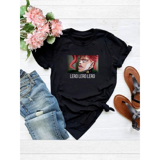 Футболка джо джо какеин и вишенка с принтом аниме мем с джоджо Kakyouin lero lero jojo bizarre adventure anime merch, черная женская мужская андеграунд стрит стайл одежда кэжуал стритстайл y2k casual