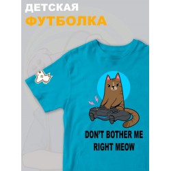 Футболка с котом геймером и надписью meow детская