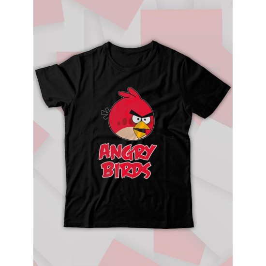 Парная футболка для двоих влюбленных на свадьбу "Angry birds" черная мужская. Футболка с принтом для пар и для молодоженов.