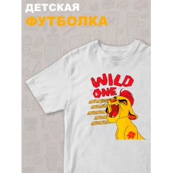Футболка Король Лев с прикольной надписью wild one. Футболка детская с персонажем Кайон из the Lion King для мальчика и девочки. Одежда для детей и подростков стрит стайл кежуал.