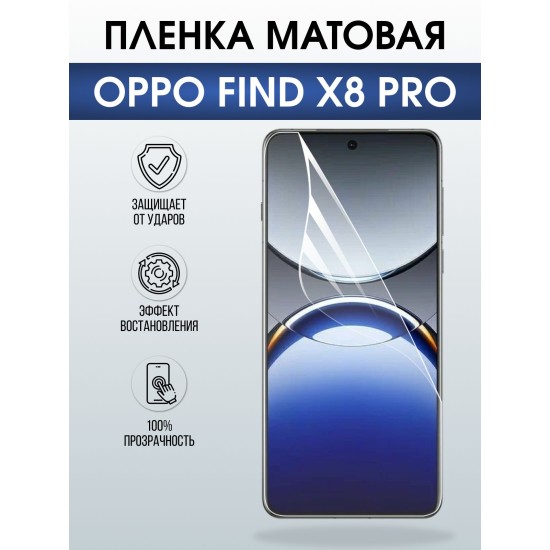 Защитная пленка на телефон Oppo Find x8 pro матовая. Полиуретановая бронепленка на экран смартфона Оппо Финд х8 про.