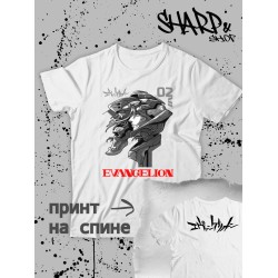 Футболка с принтом из мультсериала Евангелион в стиле аниме. Футболка унисекс Evangelion neon genesis street style для молодежи.