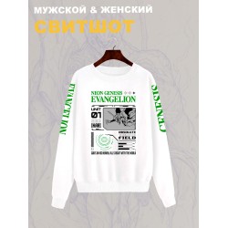 Свитшот с принтом из мультсериала Евангелион оверсайз. Свитшот унисекс Evangelion neon genesis в стиле street style для молодежи.
