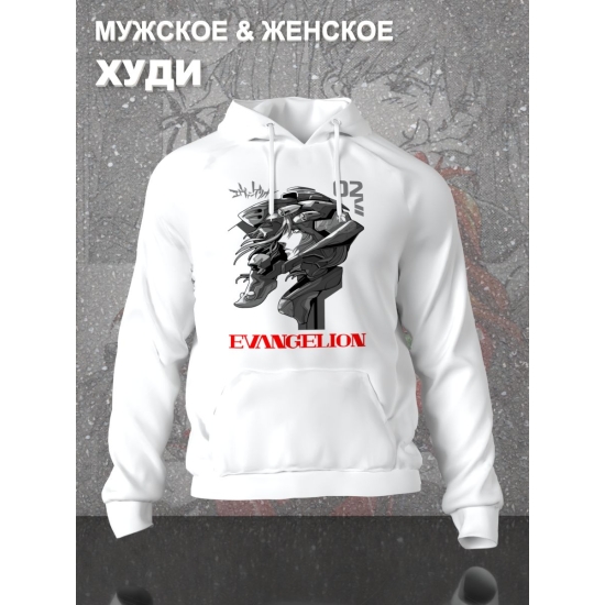 Худи с принтом из мультсериала Евангелион оверсайз. Худи унисекс Evangelion neon genesis в стиле street style для молодежи.
