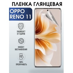 Защитная гидрогелевая пленка для смартфона Орро Reno 11. Глянцевая полиуретановая плёнка на мобильный телефон Оппо Рено 11, для защиты экрана.