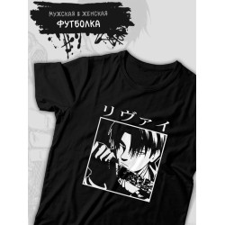 Футболка с леви аккерман Attack on titan с принтом аниме атака титанов shingeki no kyojin levi ackerman akkerman anime с японскими иероглифами, черная женская и мужская, андеграунд одежда кэжуал y2k.