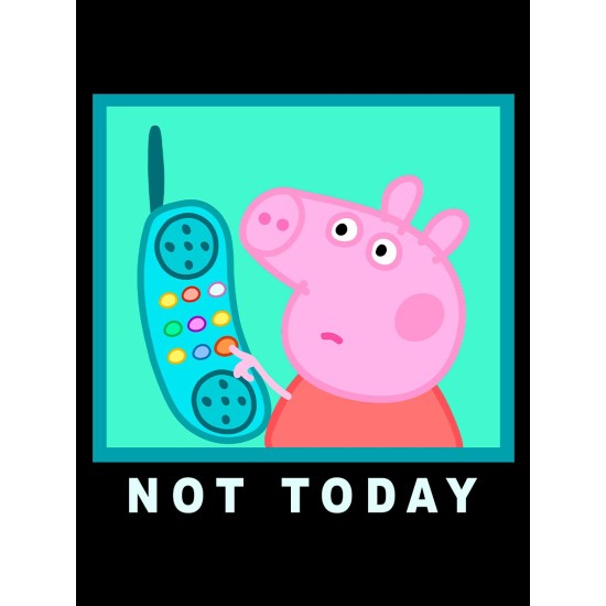 Футболка с героем Свинка Пеппа и прикольной надписью not today. Футболка детская с принтом Peppa pig для мальчика и девочки. Одежда для детей и подростков стрит стайл кежуал.