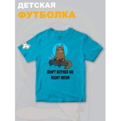 Футболка с котом геймером и надписью meow детская