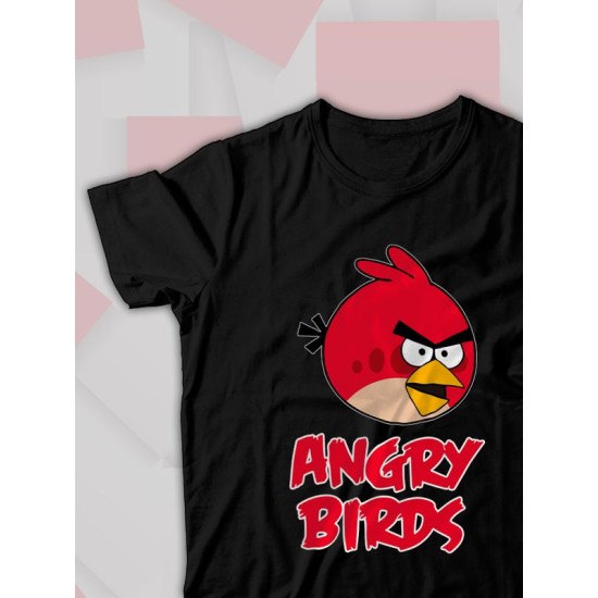 Парная футболка для двоих влюбленных на свадьбу "Angry birds" черная мужская. Футболка с принтом для пар и для молодоженов.