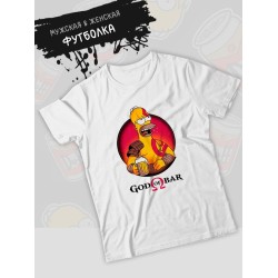 Футболка Гомер Симпсон Симпсоны и прикол с принтом Homer Simpson god of bar Simpsons симсоны, белая женская мужская стрит стайл мемная прикольная одежда кэжуал стритстайл андеграунд casual y2k style.