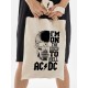 Шоппер AC DC ACDC асдс ас дс im on the highway to hell с принтом рок эйсидиси rock music merch бежевый, стритстайл рокерская сумка для шопинга и покупок тканевая женская и мужская андеграунд кэжуал.