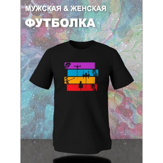 Футболка Cowboy Bebop и Ковбой Бибоп аниме с принтом retro anime aesthetic эстетика в ретро стиле, черная женская мужская стрит стайл прикольная одежда кэжуал, андеграунд стритстайл casual y2k style.
