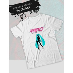 Футболка hatsune miku хатсуне мику хацуне аниме тянка с принтом вокалоид мики мику хатсуни эстетика aesthetic kawaii kawai каваи, белая женская мужская прикольная y2k одежда кэжуал стритстайл casual.