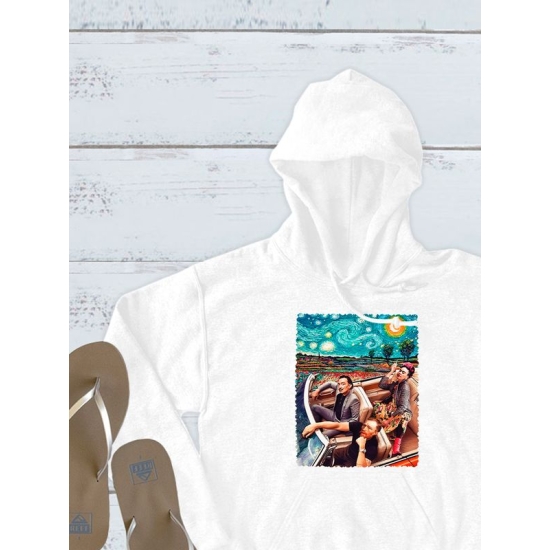 Худи с принтом Ван Гог, Сальвадор Дали и Фрида Кало оверсайз белое. Худи унисекс с красивым принтом Van Gog, Salvador Dali, Frida Kahlo в стиле 90 х.