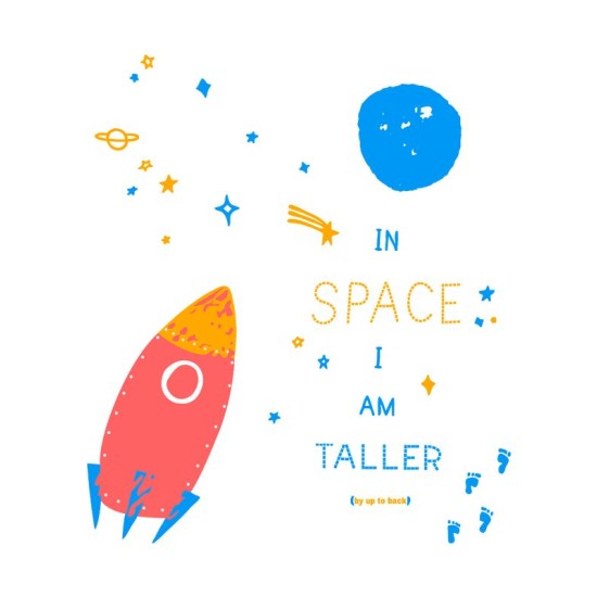 Детский шоппер с принтом Космос и прикольной надписью In space I am taller с милым рисунком ракета для мальчика и девочки. Тканевая сумка подростковая на плечо casual.