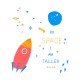 Детский шоппер с принтом Космос и прикольной надписью In space I am taller с милым рисунком ракета для мальчика и девочки. Тканевая сумка подростковая на плечо casual.