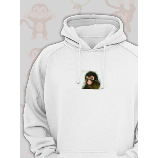 Худи парное для влюбленных с прикольной картинкой Обезьянка белое мужское. Худи с принтом monkey для пар и молодоженов в стиле y2k.