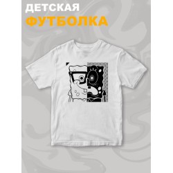 Футболка детская с принтом Губка Боб для мальчика и девочки. Одежда для детей и подростков стрит стайл кежуал.