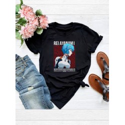 Футболка аянами рей евангелион evangelion с принтом аниме rei ayanami retro anime aesthetic эстетика для анимешника отаку, черная женская мужская, y2k стрит стайл андеграунд прикольная одежда кэжуал.