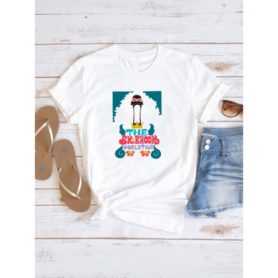 Футболка Брук и ван пис и brook one piece Soul king с ярким принтом аниме retro anime merch aesthetic эстетика ретро, белая женская мужская андеграунд стрит стайл y2k одежда кэжуал стритстайл casual.