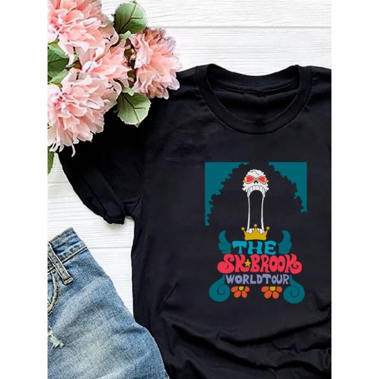 Футболка Брук и ван пис и brook one piece Soul king с ярким принтом аниме retro anime merch aesthetic эстетика ретро, черная женская мужская андеграунд стрит стайл y2k одежда кэжуал стритстайл casual.